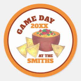 Big Football Game Tailgate Party Chip Cheese Dip Runt Klistermärke