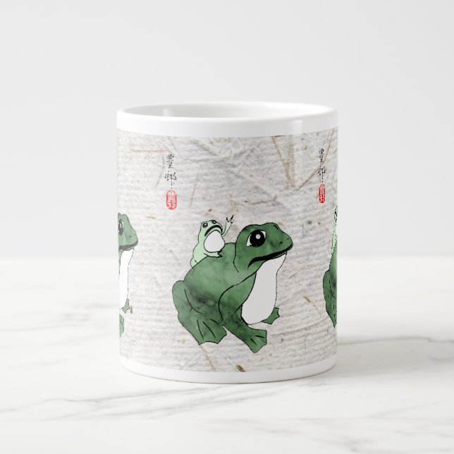Big Frog Little Japanska Frog Toad 1800-talet Jumbo Mugg (Framsidan)