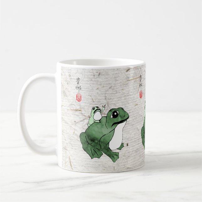 Big Frog Little Japanska Frog Toad 1800-talet Kaffemugg (Vänster)