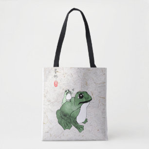Big Frog Little Japanska Frog Toad 1800-talet Tygkasse