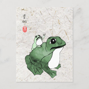 Big Frog Little Japanska Frog Toad 1800-talet Vykort