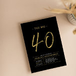 Big Fty | Guld & Black 40:e födelsedagen Party Inbjudningar<br><div class="desc">Fira din speciella dag med den här enkla snyggtens 40-åriga festinbjudan. Den här designen har ett penselskript "The Big 40" med en ren layout i en kombination av svart och guld färg. Fler formgivningar och party-tillbehör finns på min butik BaraBomDesign.</div>