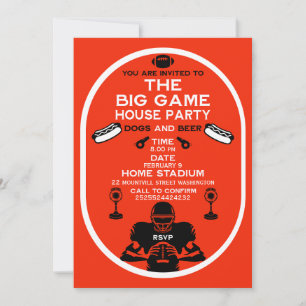 Big Game Football House Party Inbjudningar