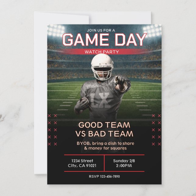 BIG GAME Football Party Invitation Inbjudningar (Framsida)