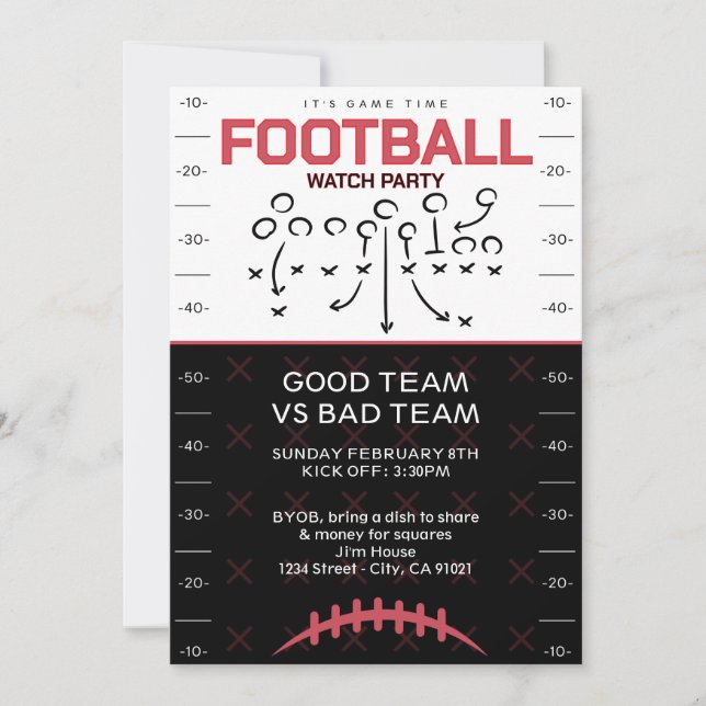 BIG GAME Football Party Invitation Inbjudningar (Framsida)