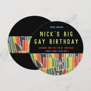 Big Gay Birthday Rainbow Cake Inbjudan