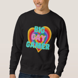 Big Gay Gamer Lgbtq Pride Ally Rainbow Flagga Lång Ärmad Tröja