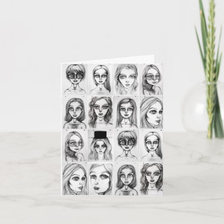 Big Girl Teckning Greeting Card Kort