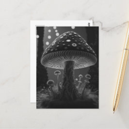 Big Glowy Mushroom - Black & White Vykort