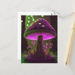 Big Glowy Mushroom - Grönt & Fuchsia Vykort