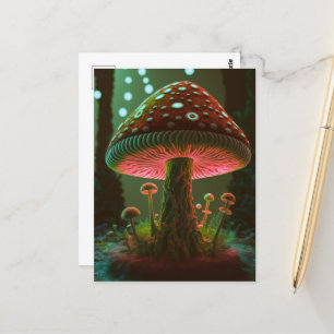 Big Glowy Mushroom - Grönt och Orange Vykort
