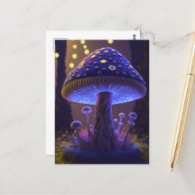 Big Glowy Mushroom - Indigo & Gult