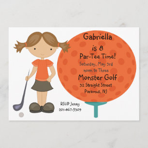 Big Golf Boll Girls Party-inbjudan Inbjudningar