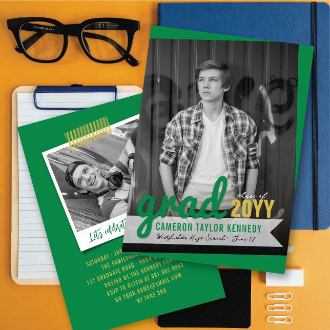 Big Grad Scribbles Photo Modern Studentfest Inbjudningar (Skapare uppladdad)