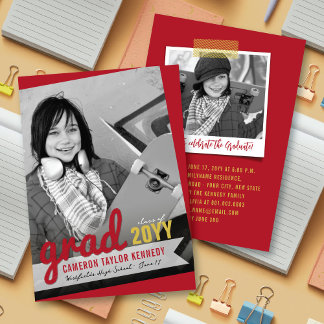 Big Grad Scribbles Photo Modern Studentfest Inbjudningar