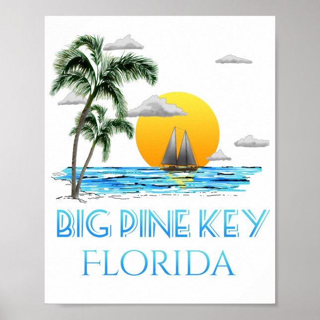 Big Gräs Nyckel Florida Nycklar Sailing Poster (Framsidan)