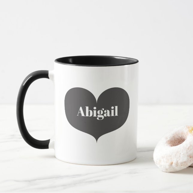 Big Grått Heart Personlig mugg (Med munk)