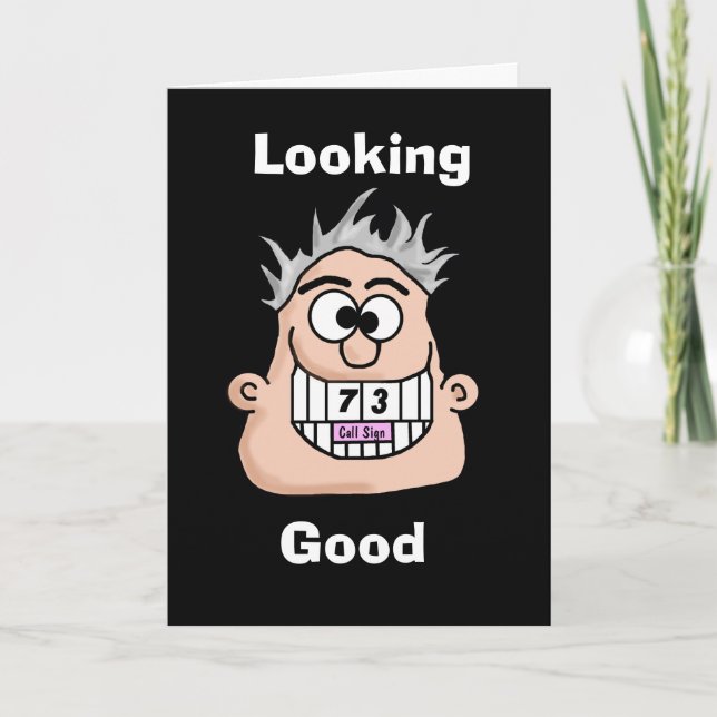 Big Grinning Ham Radio Operator 73 Birthday Card Kort (Framsida)