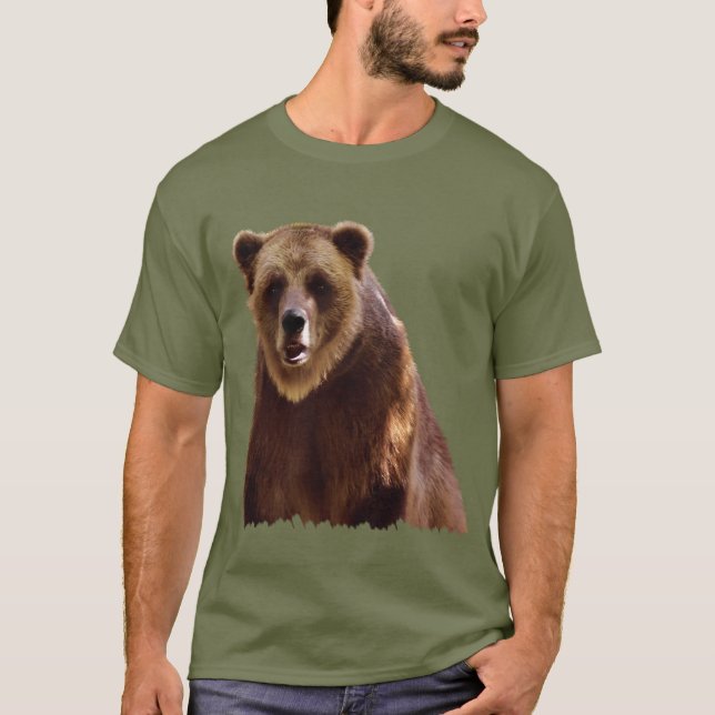 Big Grizzly Bear Wildlife Art Gift Tee Shirt (Framsida)