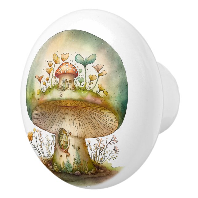 Big Grönt Toadstool Fairy House Knopp (Höger)