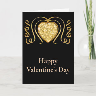 Big Guld Heart Valentine Family Hälsning Kort