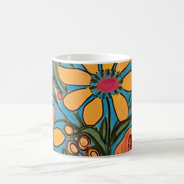 Big Gult Blooms Bouquet Boho Kaffemugg (Center)