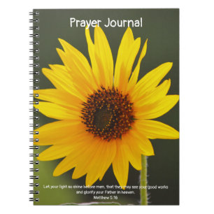 Big Gult Flower Solros Bible Verse Prayer Anteckningsbok