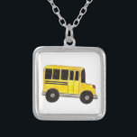 Big Gult School Buss Driver Teacher Necklace Silverpläterat Halsband<br><div class="desc">En originalmarkör för en lysande gult i buss!</div>