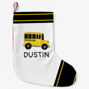 Big Gult School Buss Driver Transport Liten Julstrumpa