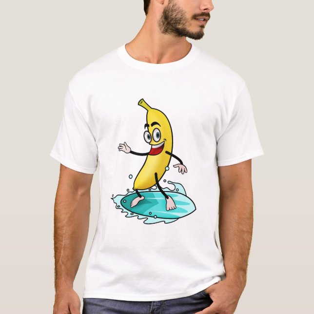 Big Gult Surfing Banana T Shirt (Framsida)