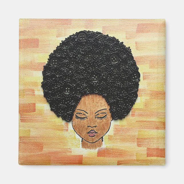 Big Hair Button Art Magnet (Framsidan)