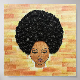 Big Hair Button Art Poster