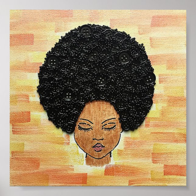 Big Hair Button Art Poster (Framsidan)