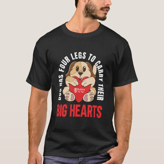 Big Hearsted Hundar Manar Black T Shirt (Framsida)