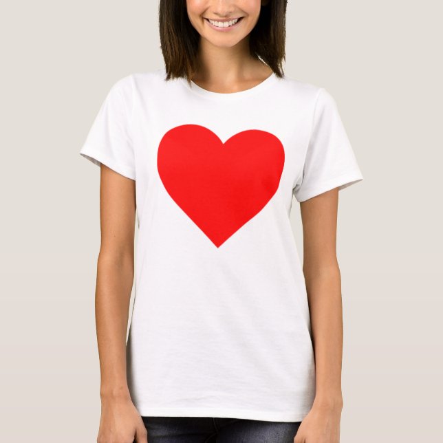 BIG HEART Kvinnors långa sömnlösta vita t-shirt (Framsida)