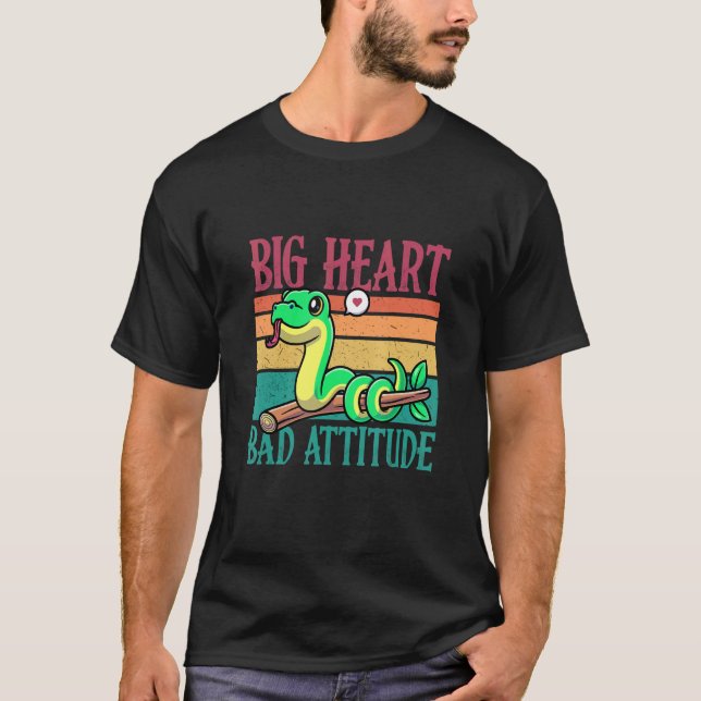 Big Heart men bad Attityt Poisonus Animal Snake T Shirt (Framsida)