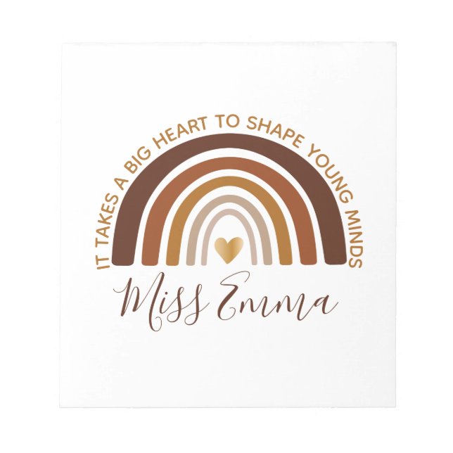 Big Heart till Shape Young Minds Teacher Anteckningsblock (Framsida)