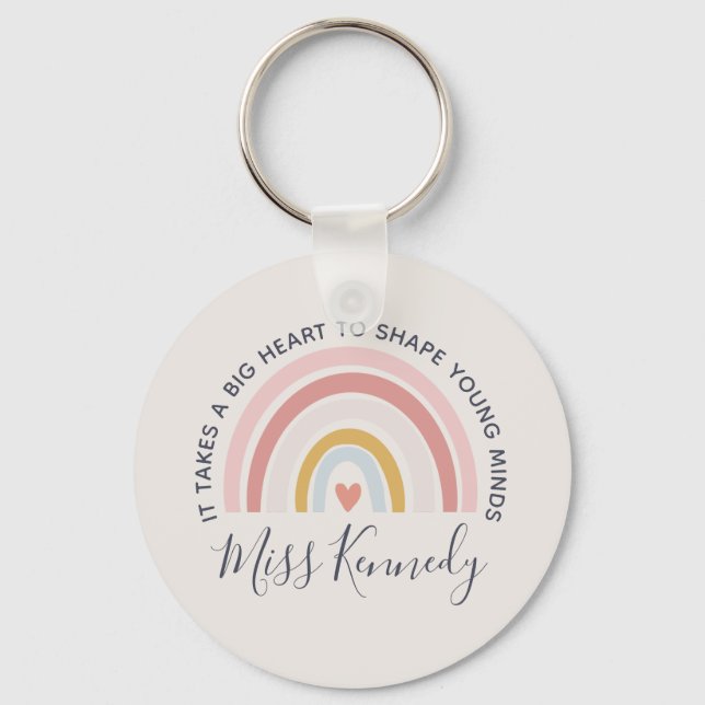 Big Heart till Shape Young Minds Teacher Gift Nyckelring (Framsida)