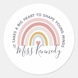 Big Heart till Shape Young Minds Teacher Runt Klistermärke