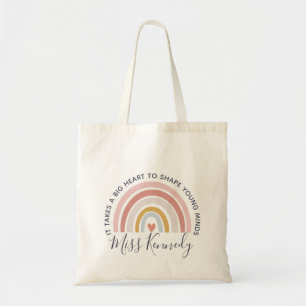 Big Heart to Shape Young Minds Teacher Tote Bag Tygkasse