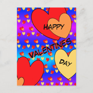 Big Hearts Valentines day Cust. BG Färg vykort