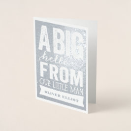 Big Hej Little Man Pojke Birth Notice Folierat Kort