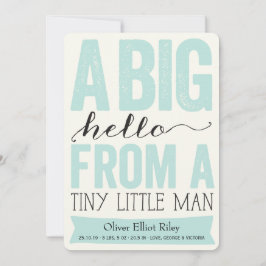Big Hej Little Man Pojke Birth Notice Meddelande