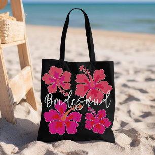 Big Hibiscus Flowers Black Bridesmaid Tygkasse