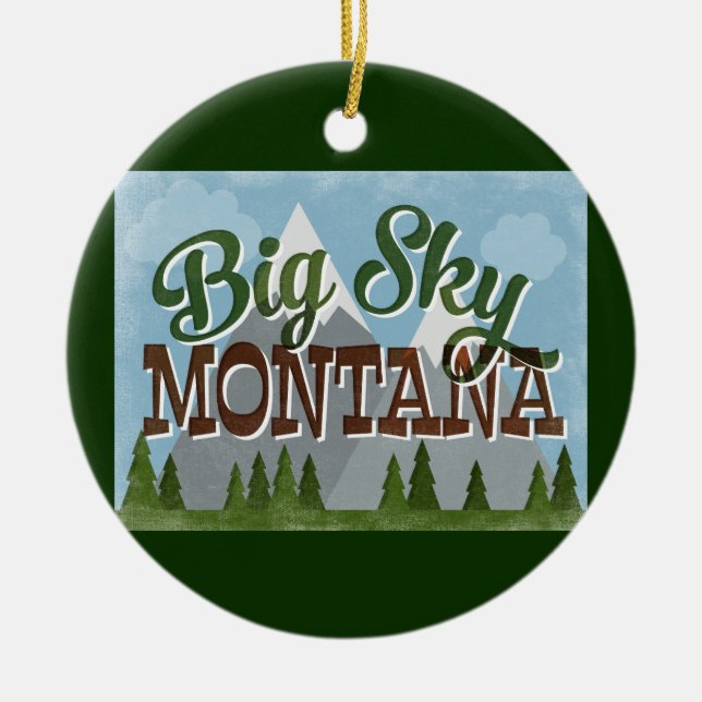 Big Himlar Montana Roligt Retro Snowy-bergen Julgransprydnad Keramik (Framsidan)