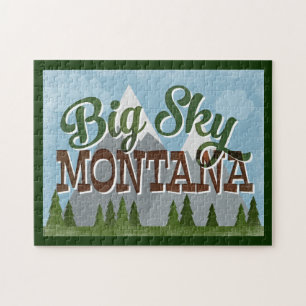 Big Himlar Montana Roligt Retro Snowy-bergen Pussel