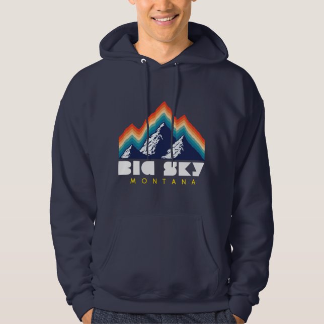 Big Himlar Montana Usa Ski Resort 1980S Retro Hoodie (Framsida)