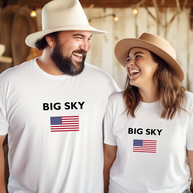 Big Himlar USA American Flagga Light-Färg T Shirt (Skapare uppladdad)