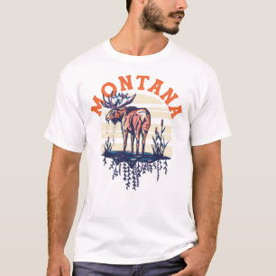 Big Himmel Land Montana. Coola Retro Travel Moose T Shirt
