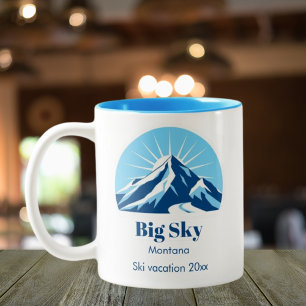 Big himmel Montana lone Mountain ski souvenir Två-Tonad Mugg